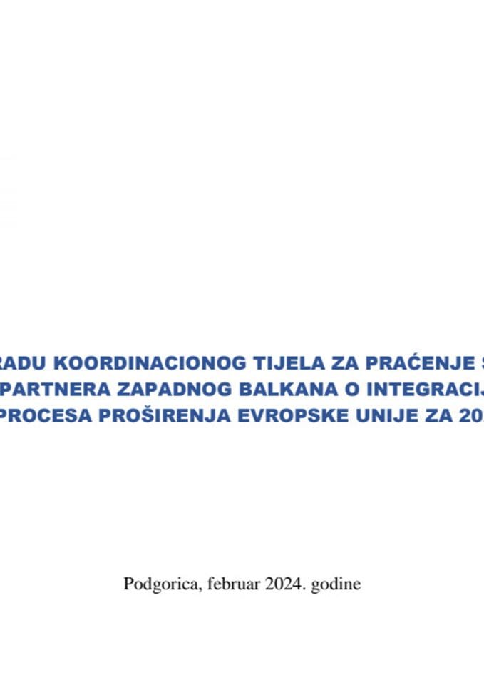 Извјештај о раду Координационог тијела за праћење спровођења Декларације партнера Западног Балкана о интеграцији Рома/киња у склопу процеса проширења Европске уније за 2023. годину