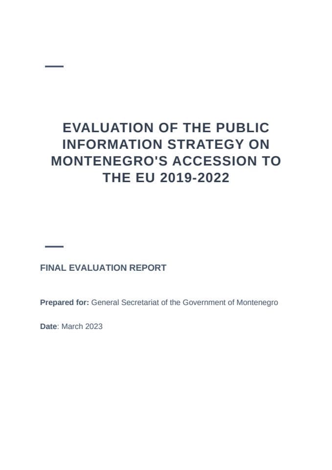 Извјештај о евалуацији Стратегије информисања јавности о приступању Црне Горе ЕУ 2019-2022.