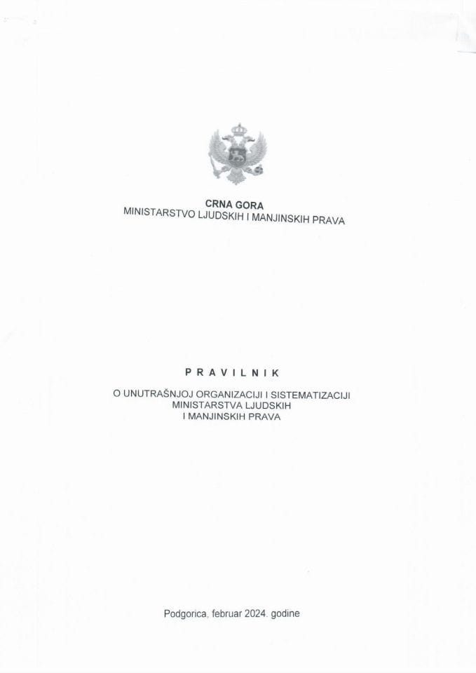 Pravilnik o unutrašnjoj organizaciji i sistematizaciji Ministarstva ljudskih i manjinskih prava 2024
