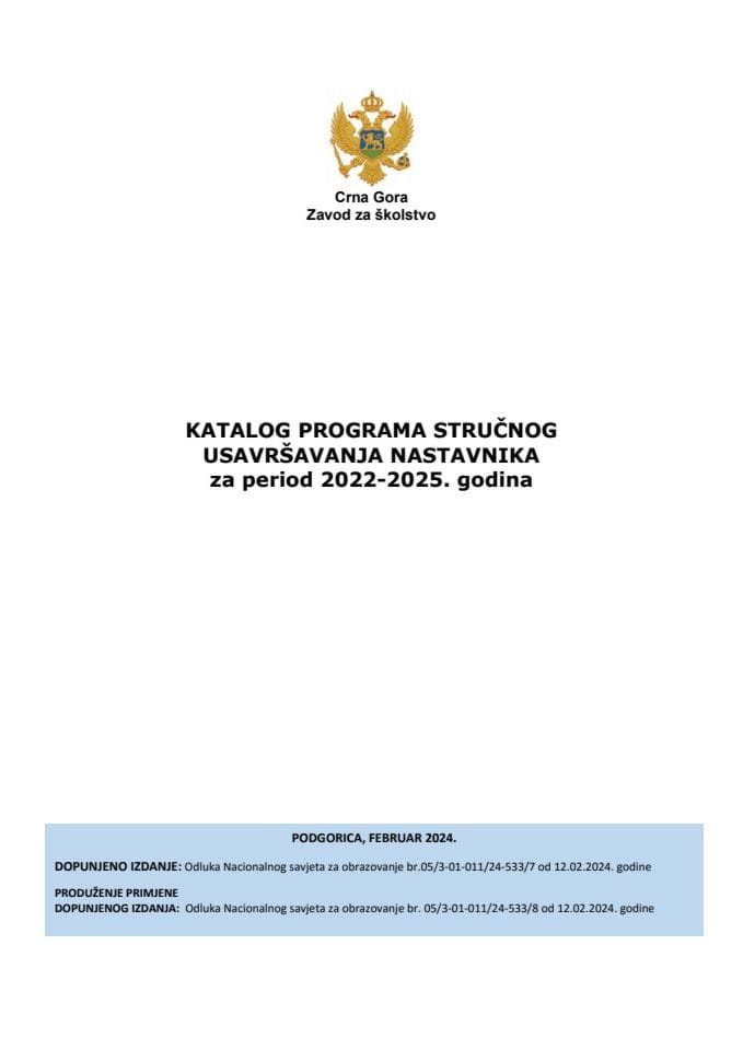 Katalog profesionalnog razvoja nastavnika