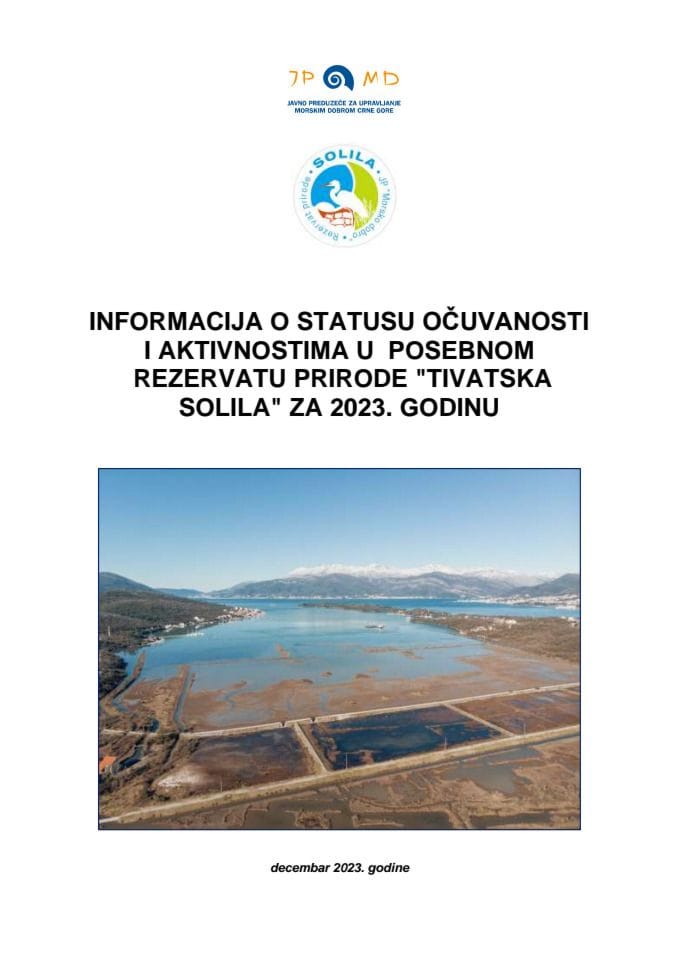 Informacija o statusu očuvanosti i aktivnostima u Posebnom rezervatu prirode „Tivatska solila“, za 2023. godinu