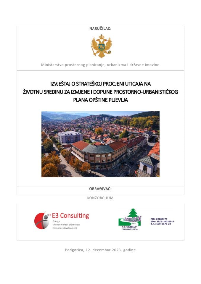 Извјештају о стратешкој процјени утицаја на животну срединуСПУ ПУП Пљевља -рев. верзија 12122023