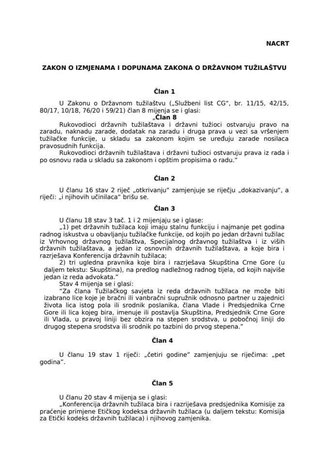 Nacrt zakona o Izmjenama i dopunama Zakona o DT