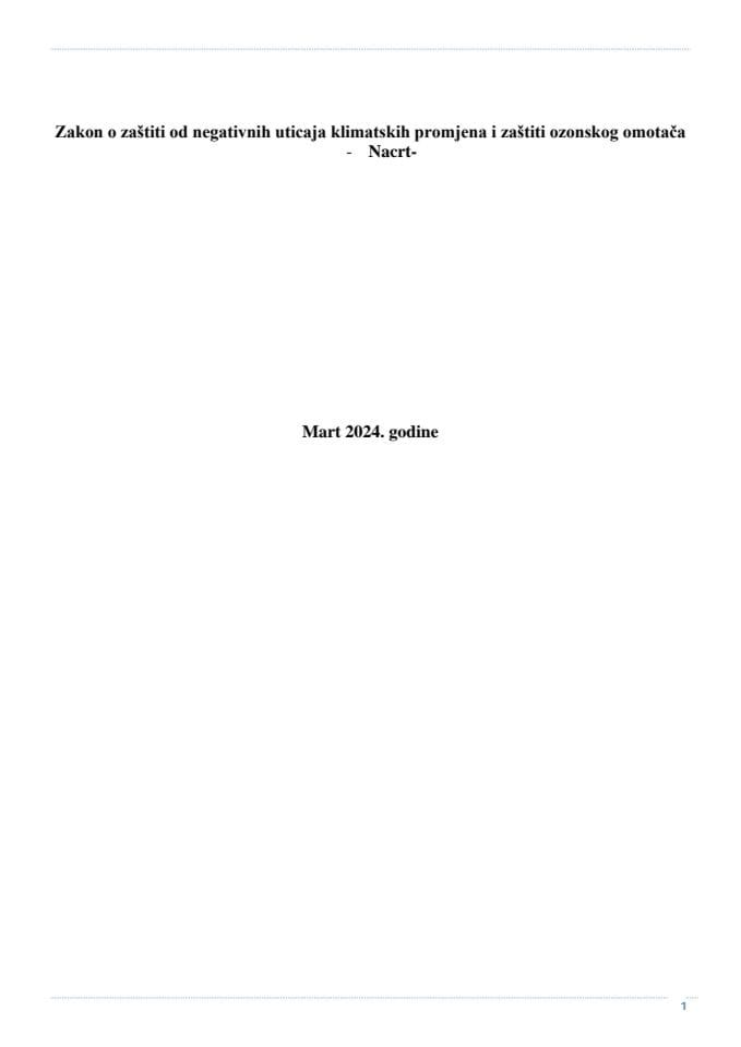 Nacrt zakona o zaštiti od negativnih uticaja klimatskih promjena i zaštiti ozonskog omotača