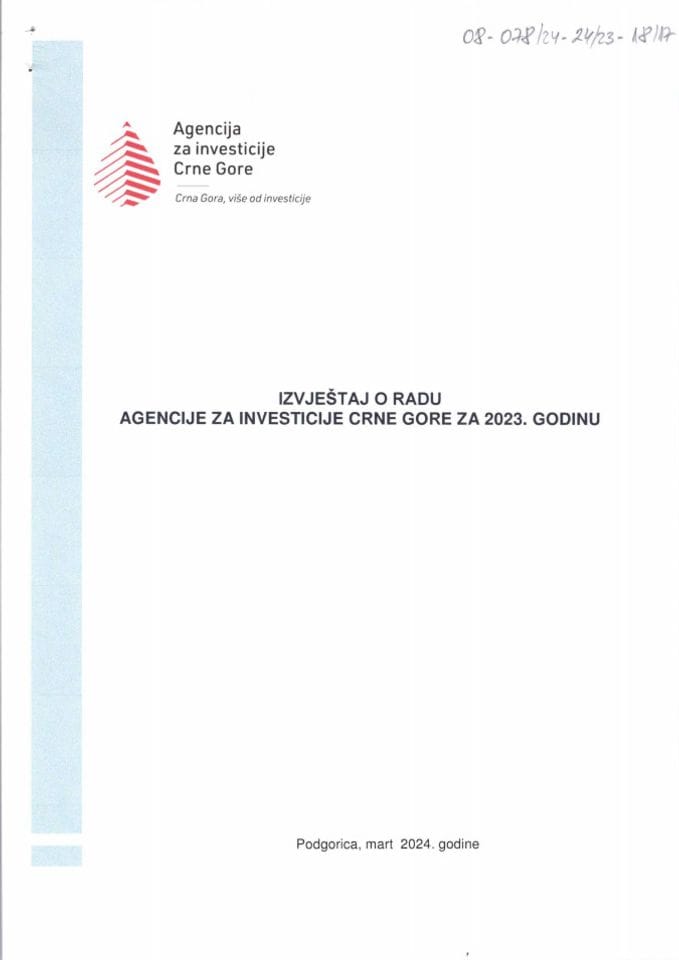 Извјештај о раду и финансијски извјештај Агенције за инвестиције Црне Горе за 2023. годину