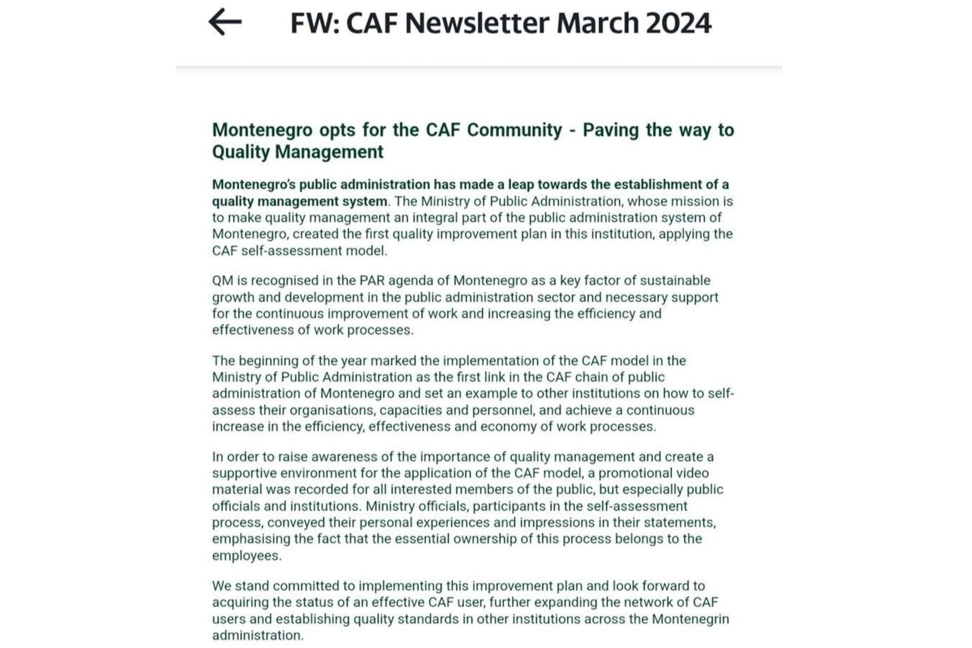 CAF newsletter March 2024. 1