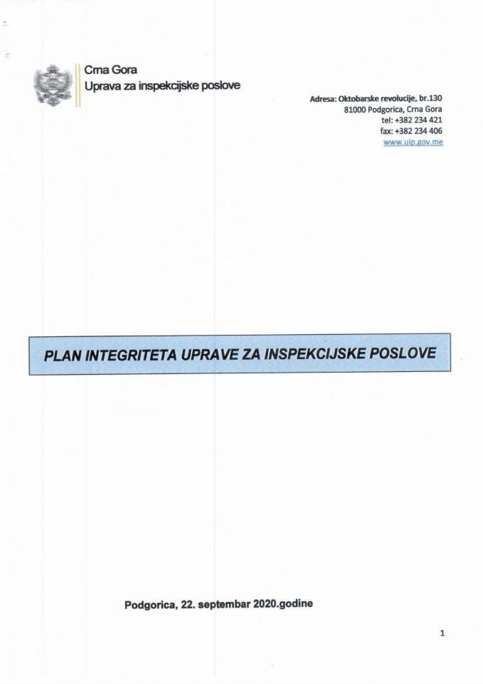 Plan integriteta UIP 2020