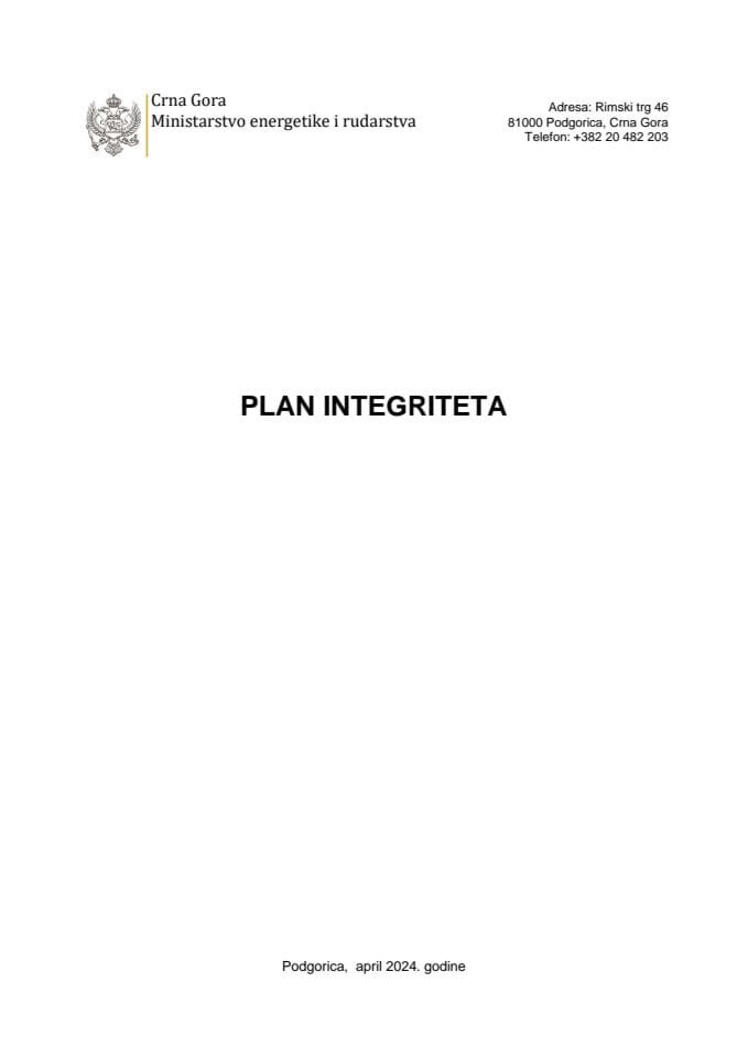 Plan integriteta Ministarstva energetike i rudarstva