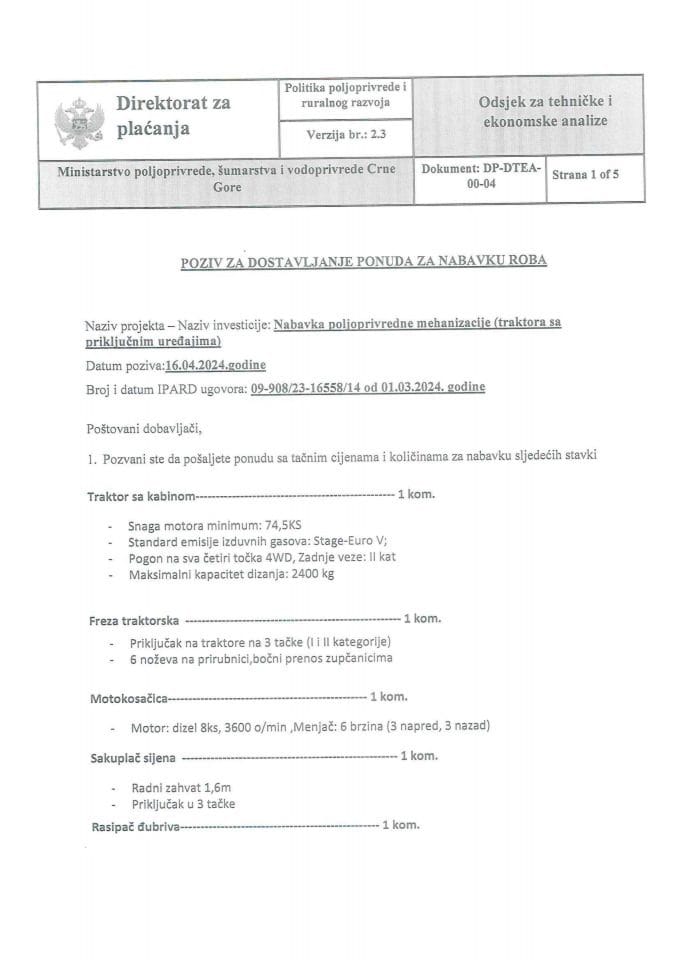 Poziv za doistavljanje ponuda za Džaković Velimira (2)