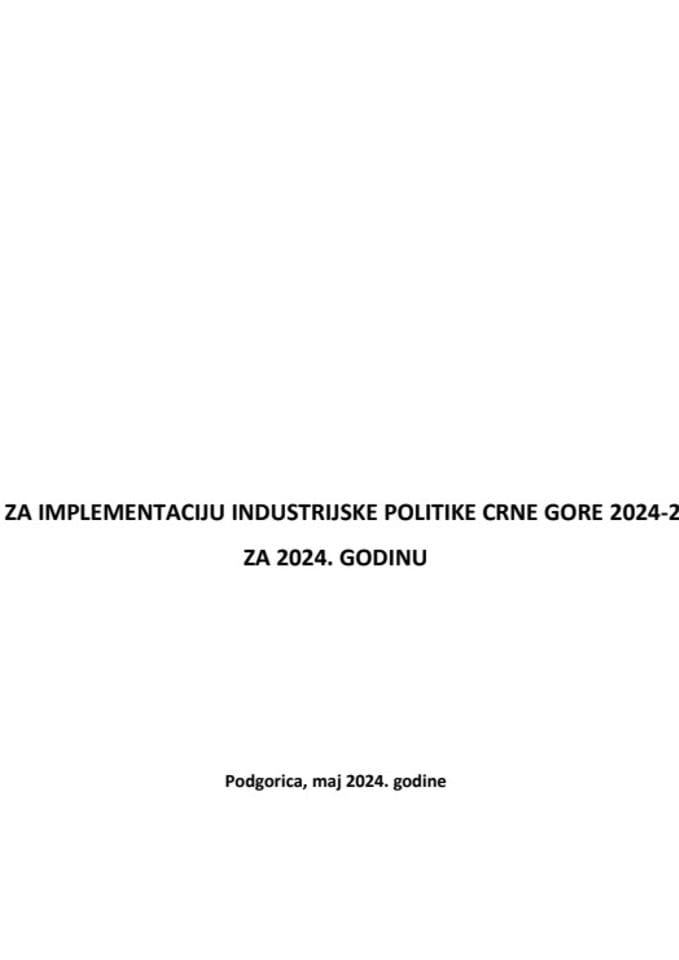 Nacrt Akcionog plana Industrijske politike za 2024. godinu