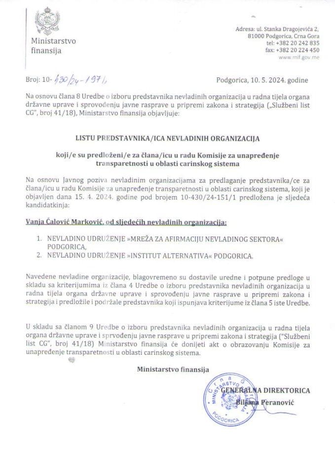 LISTA PREDSTAVNIKA NEVLADINIH ORGANIZACIJA