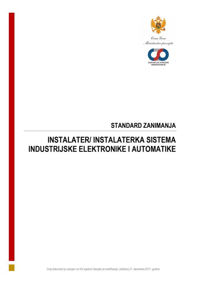 SZ 050230 INSTALATER SISTEMA INDUSTRIJSKE ELEKTRONIKE I AUTOMATIKE