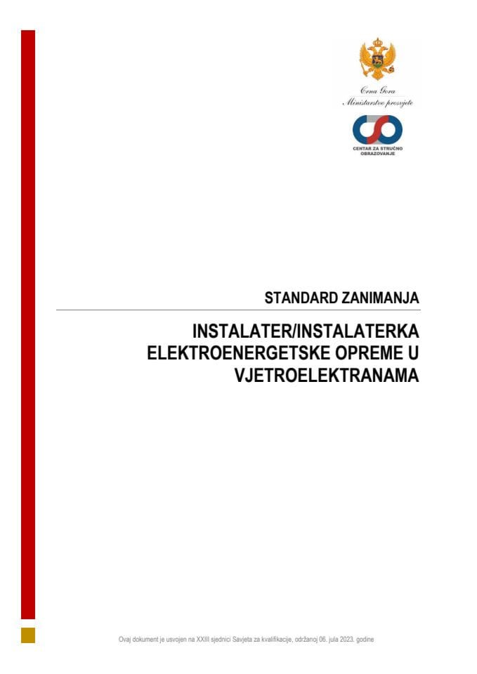 SZ 050230 INSTALATER ELEKTROENERGETSKE OPREME U VJETROELEKTRANAMA