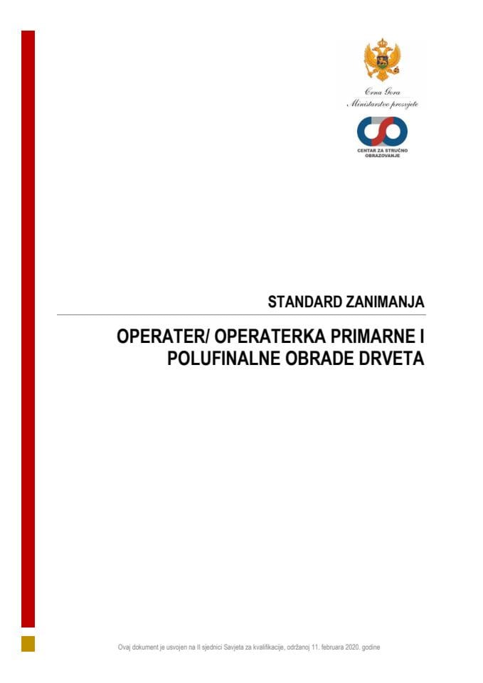 SZ 080430 OPERATER PRIMARNE I POLUFINALNE OBRADE DRVETA