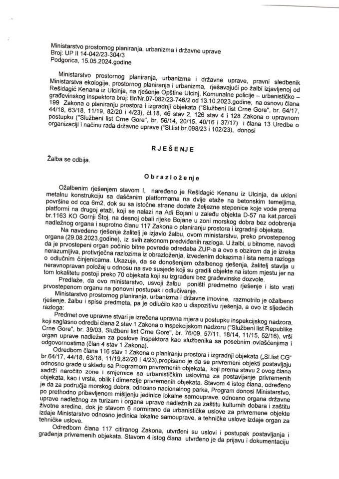 Drugostepena rješenja - UPII 14-042-23-304-3 KENAN REŠIDAGIĆ