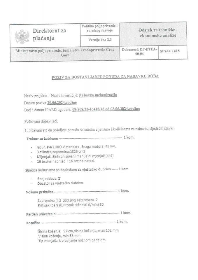 Poziv za dostavljanje ponuda za Janković Miloša-1