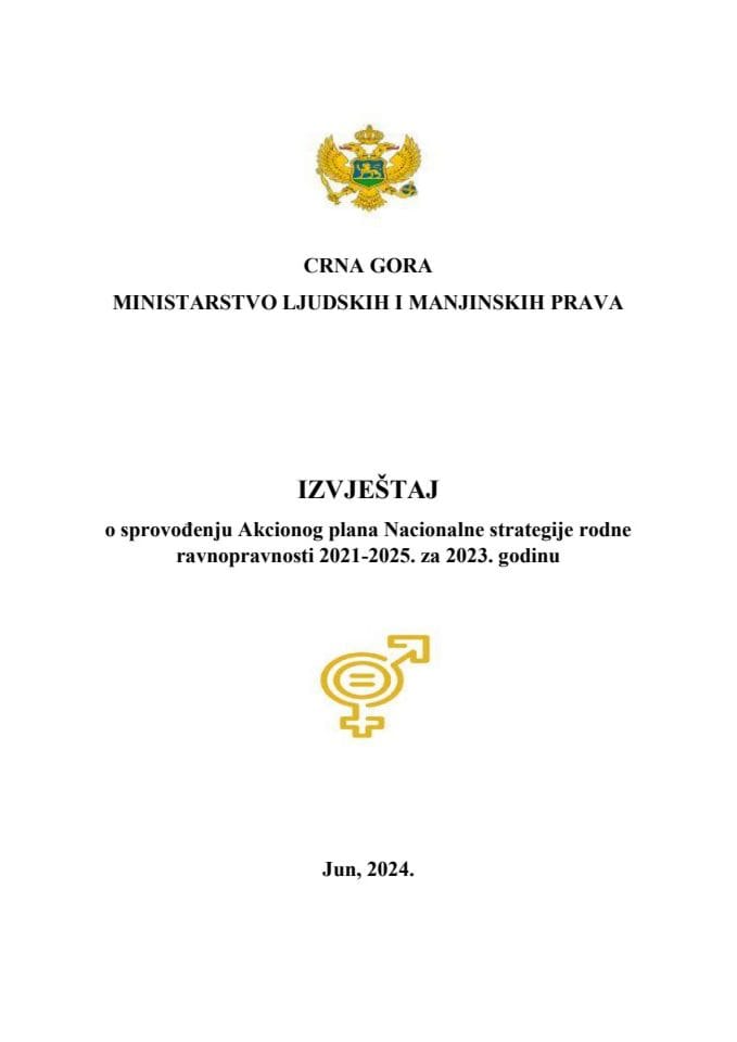 Извјештај о спровођењу Акционог плана за Националне стратегије родне равноправности 2021-2025. за 2023. годину