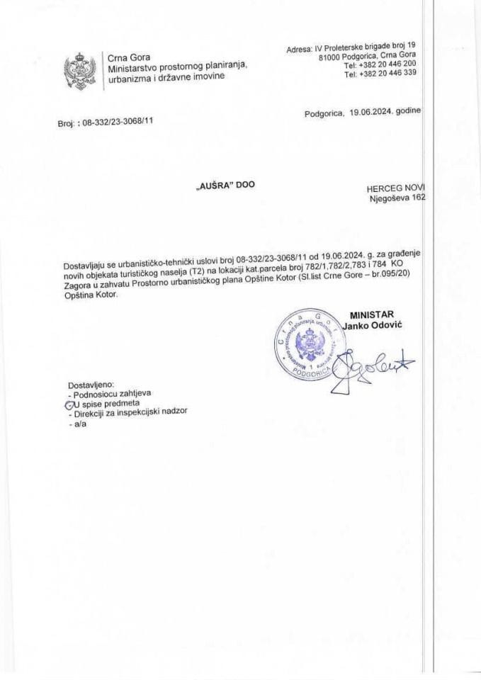 Izdati urbanističko-tehnički uslovi - 08_332_23_3068_11 AUSRA DOO