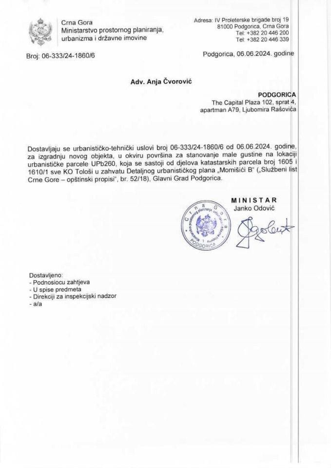 Izdati urbanističko-tehnički uslovi - 06_333_24_1806_6 AD. ANJA CVOROVIC