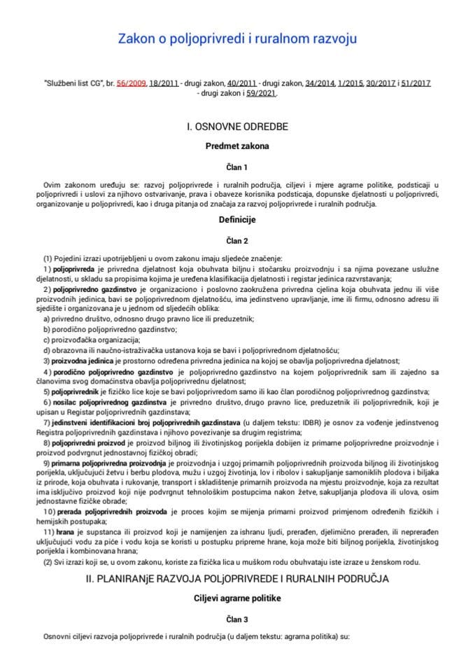 Закон о пољопривреди и руралном развоју