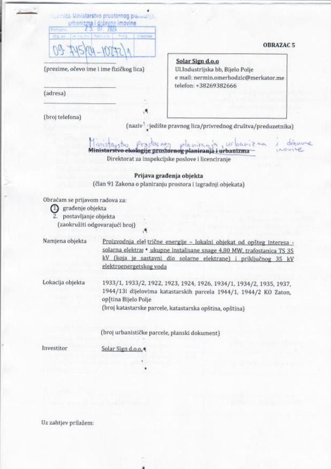 Prijava građenja objekta - NENAD JOSIPOVIĆ 09-745-24-10316-1