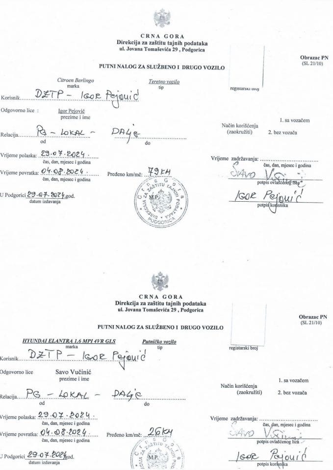 Putni nalozi 29.07.-04.08.2024.