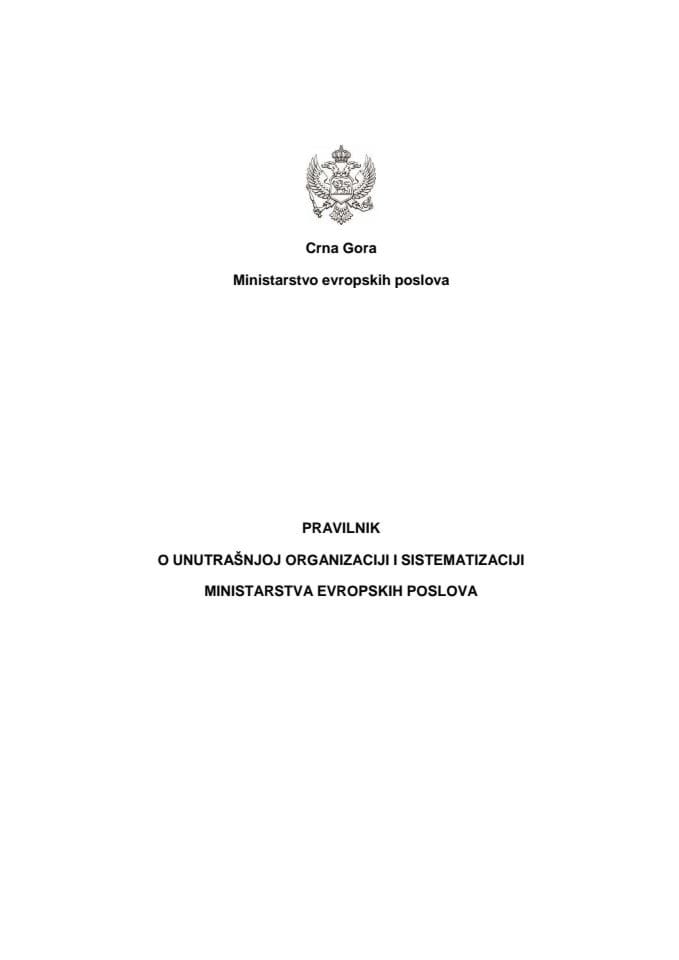 Pravilnik o unutrašnjoj organizaciji i sistematizaciji Ministarstva evropskih poslova
