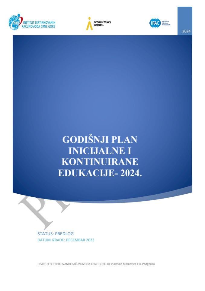 ПРЕДЛОГ Годишњи план иницијалне и континуиране едукације 2024