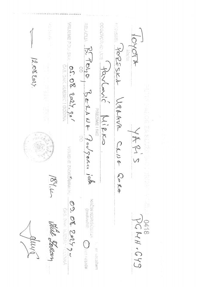 Putni nalozi od 29.07.do 09.08.2024.godine