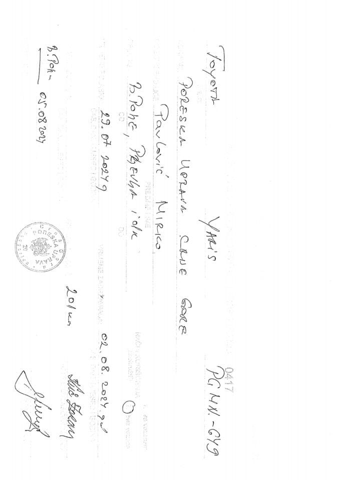 Putni nalozi od 29.07. do 09.08.2024.godine