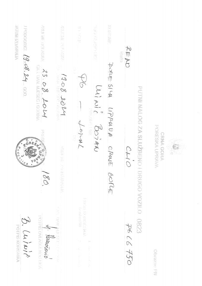 Putni nalozi - 19.08.-25.08.2024. godine