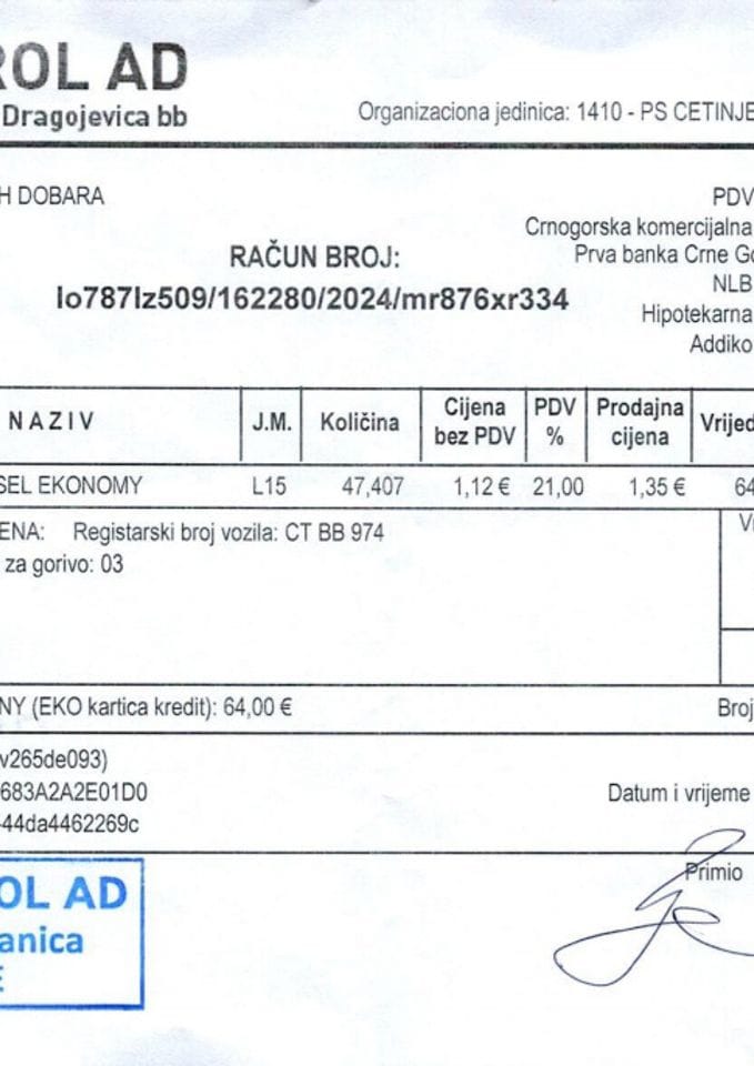 Putni nalog za period 26.08. - 02.09.2024