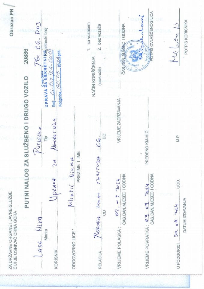 Putni nalozi 02-09. - 09.09.2024.