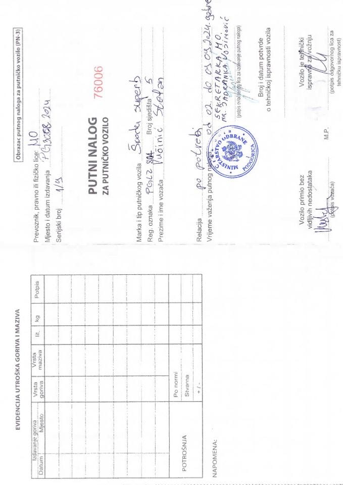 putni nalog 6