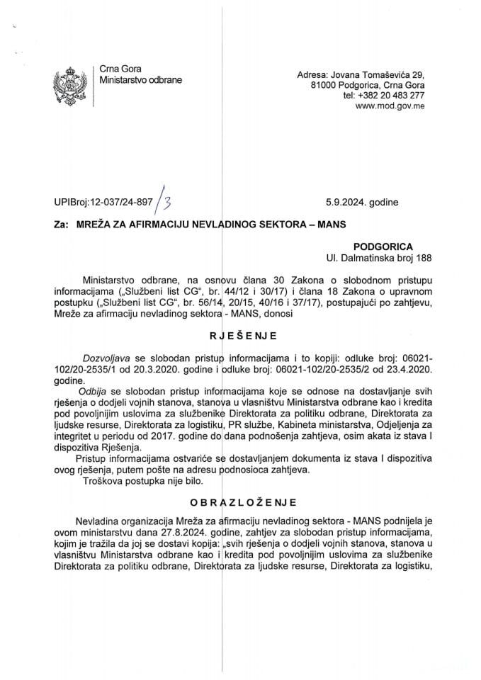 Rješenje UPI broj:12-037/24-897/3