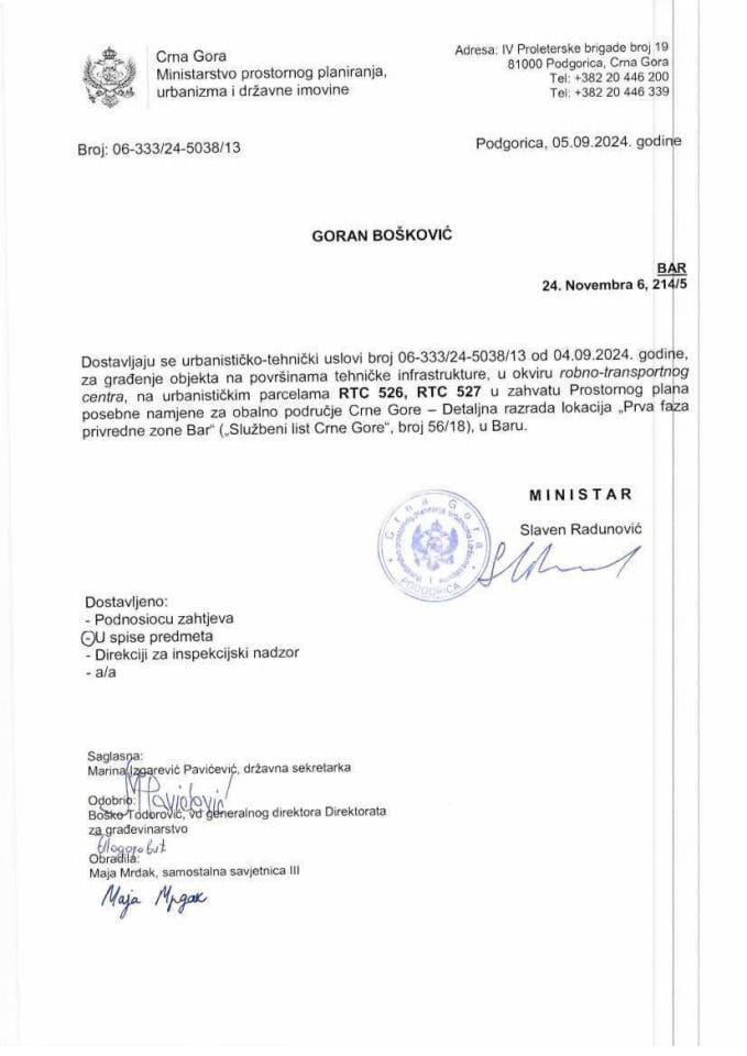 Izdati urbanističko-tehnički uslovi - 06_333_24_5038_13 GORAN BOŠKOVIĆ