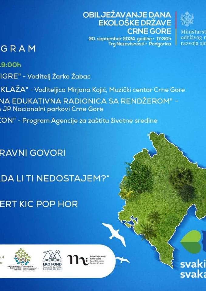 Agenda - Obilježavanje 20.septembra - Dana proglašenja Crne Gore ekološkom državom