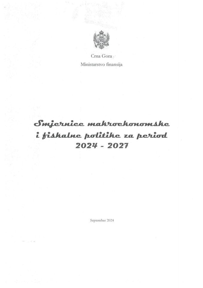 Предлог смјерница макроекономске и фискалне политике за период од 2024. до 2027. године