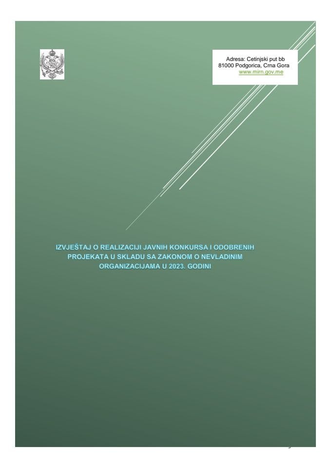 Извјештај о реализацији јавних конкурса и одобрених пројеката у складу са Законом о НВО