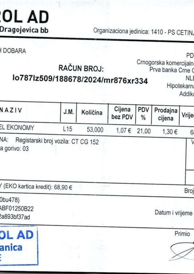 Putni nalog za period 30.09. - 07.10.2024.