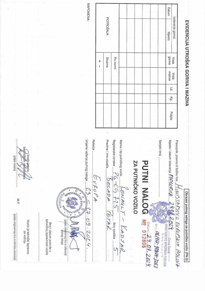 Putni nalog 23.09 - 27.09.2024 MEP