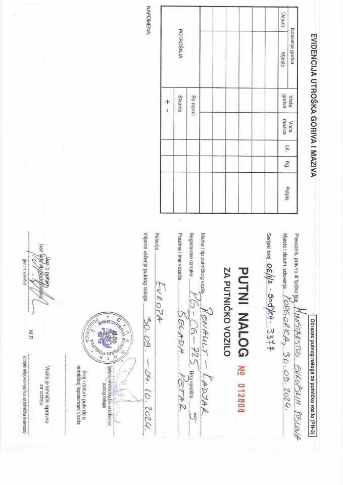 Putni nalog 30.09 - 04.10.2024 MEP