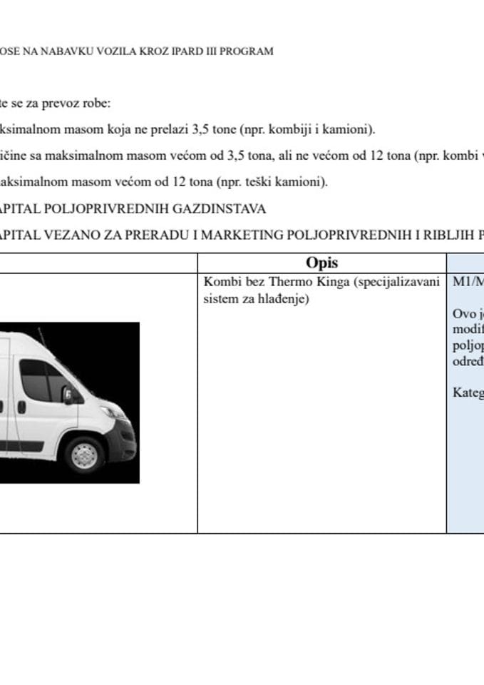 Pojašnjenja vozila IPARD III program