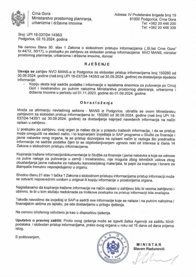 UPI 18-037-24-1436-2 Mans Rješenje