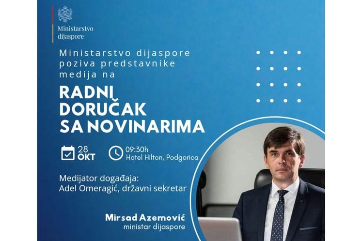 Radni doručak ministra dijaspore Mirsada Azemovića sa novinarima
