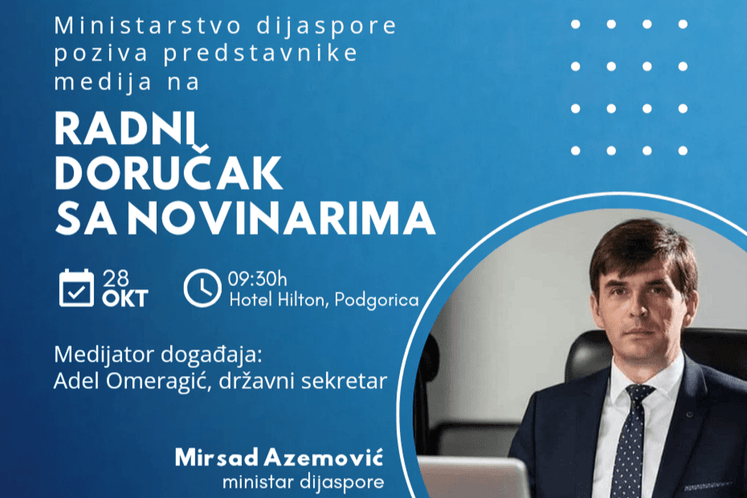 Ministarstvo dijaspore sa zadovoljstvom poziva sve predstavnike medija na prvi radni doručak