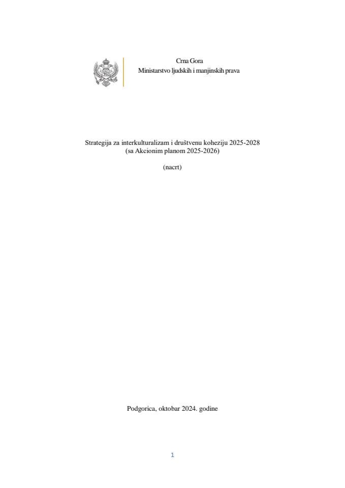 Нацрт - Стратегија за интеркултурализам и друствену кохезију 2025-2028 нацрт 28 10 2024