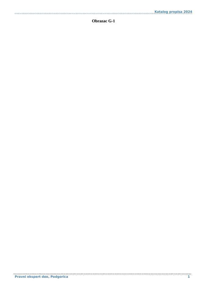 Obrazac G-1