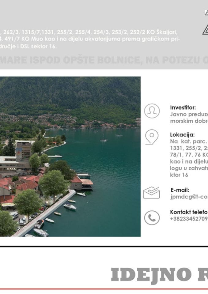 Idejna rješenja 2024 - 06.11.2024 IR-Javno preduzeće za upravljanje morskim dobrom- Opština Kotor