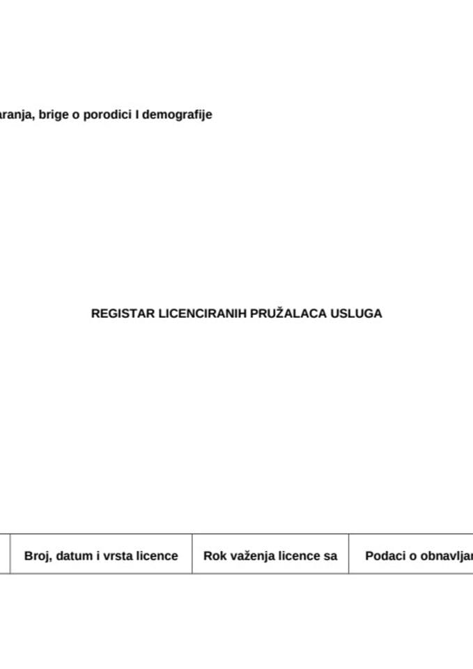 Ažuriran registar licenciranih pružalaca usluga